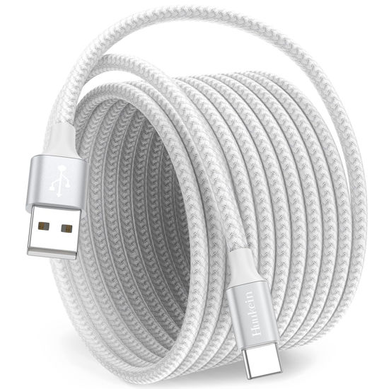 Picture of Huukein White USB C Cable 15ft, Extra Long USB A to USB C Cable Fast Charging, USBC Charger Cord Compatible with iPhone 15 Pro Max Plus, for Samsung Galaxy S21 Note 10, Pixel