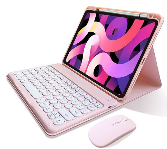 Picture of kaitesi Keyboard Case for iPad Pro 13 inch M4 Keyboard Case with Mouse Cute Round Keys Detachable Bluetooth Keyboard Slim Smart Cover Supports Pencil Charging,Pink