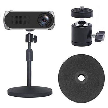Picture of Coret Desktop Mini Projector Stand, for Projector CCTV DVR, Angle Adjustable Mini Projector Stand 3/8in Mounting Screw with 1/4 Screw 360° Rotatable Adapter Ball Head