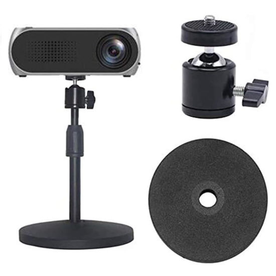 Picture of Coret Desktop Mini Projector Stand, for Projector CCTV DVR, Angle Adjustable Mini Projector Stand 3/8in Mounting Screw with 1/4 Screw 360° Rotatable Adapter Ball Head