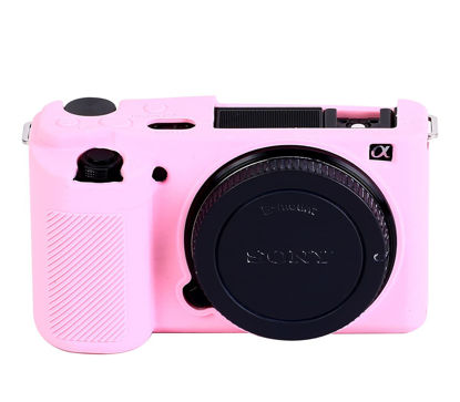 Picture of Pocoukate Camera Case for Sony ZV-E10 / ZV-E10L, Vlog Style Alpha ZV-E10 ZV-E10L Digital Camera Anti-Scratch Slim Fit Soft DSLR Camera Sleeve with Screen Protector (Pink)