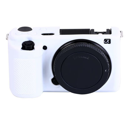 Picture of Pocoukate Camera Case for Sony ZV-E10 / ZV-E10L, Vlog Style Alpha ZV-E10 ZV-E10L Digital Camera Anti-Scratch Slim Fit Soft DSLR Camera Sleeve with Screen Protector (White)