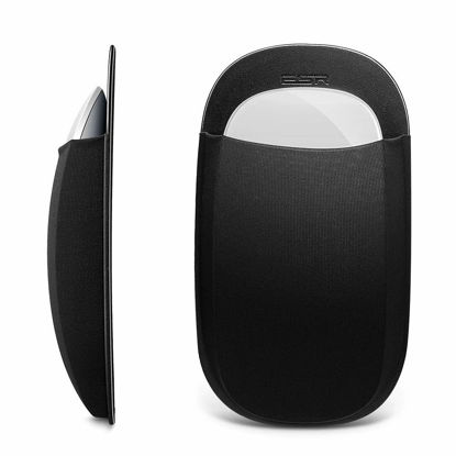 Picture of ESR Slim Mouse Holder, Case for Magic Mouse, with Reusable Adhesive, No Glue Residue, Compact Elastic Pouch/Carrying Sleeve, Can Be Attached to iPad or MacBook, Black