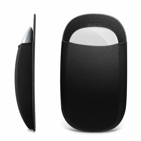 Picture of ESR Slim Mouse Holder, Case for Magic Mouse, with Reusable Adhesive, No Glue Residue, Compact Elastic Pouch/Carrying Sleeve, Can Be Attached to iPad or MacBook, Black