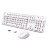 Picture of Wireless Keyboard and Mouse Combo, Ergonomic Full Size Typewriter Retro Round Keycaps Keyboard, Compatible with Windows, PC, Perfer for Home and Office Keyboards（White）
