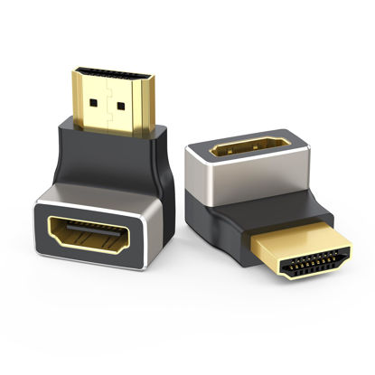 Picture of FEMORO HDMI 90 Degree Adapter 8K 2 Pack, HDMI Right Angle and 270 Degree Adapter 8K@60Hz 4K@120Hz Elbow Connector Compatible with HDTV Xbox Laptop PS5 PS4 Monitor PC