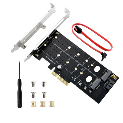 Picture of ELUTENG Dual M.2 PCIE Adapter NVME/NGFF to PCIE X4 Expansion Card 32Gbps PCIE NVME SSD Adapter Compatible with B-Key/M-Key/B&M Key for 2230 2242 2260 2280 22110 SSD