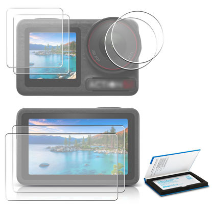 Picture of JJC (2 Pack) DJI Osmo Action 5 Pro Screen Protector, 9H Ultra Clear Tempered Glass Lens Protector + LCD Display Film for Osmo Action 5 Pro, 0.3mm Anti-Fingerprint Anti-Scrach Camera Protector Cover