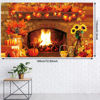 Picture of Fall Thanksgiving Decoration Thanksgiving Fireplace Backdrop Autumn Harvest Pumpkin Background Thanksgiving Day Maple Leaf Sunflower Banner For Thanksgiving Fall Birthday Party Photo Props Supplies