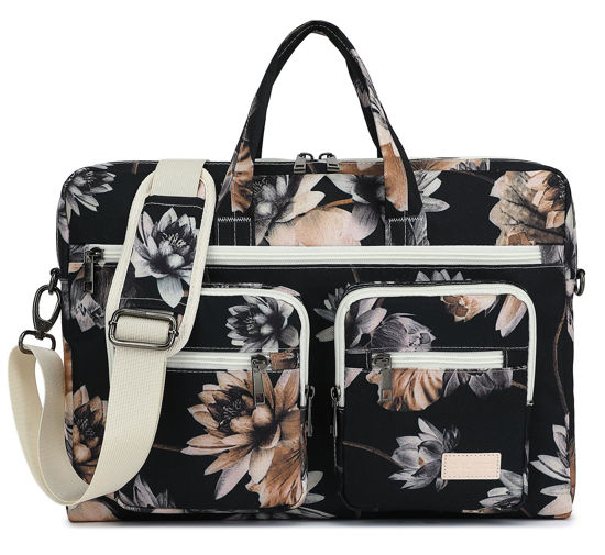 Picture of DACHEE 15-15.6 inch Laptop Shoulder Bag, for MacBook Pro 16, Hp Lenovo Dell 14 inch Waterproof Messenger Bag Case Sleeve (NEW Lotus Bag, 15 inch/15.6 inch)…