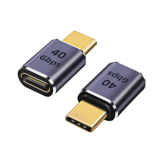 Picture of GHQXZT USB C Extender Adapter 40Gbps, 8K 60Hz USB C Male to Female Extension Adapter,USB Type-C Male to Female Extender PD 100W Fast Charging USB 4 Thunderbolt 4 Connector for MacBook Pro(2 Pack)