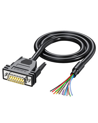 Picture of JUXINICE DB15 Cabel Solderless Breakout Connector, 15 pin Connector to Bare Wire,DB15 Extension Cable with Bare Wire End Cable -DB15 Connector Male, 3FT