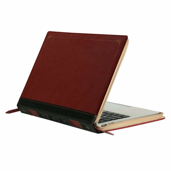 Picture of MOSISO Compatible with MacBook Air 15 inch M3 A3114 M2 A2941 2023 2024/Pro 15 inch Case A1990 A1707 2019-2016, PU Leather Laptop Sleeve Vintage Retro Zippered Portfolio Protective Case Cover, Wine Red