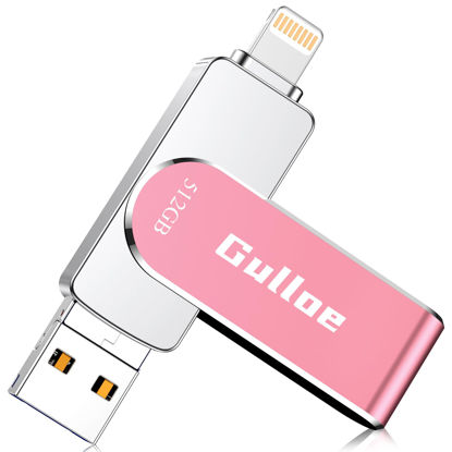 Picture of 512GB Photo Stick USB Memory Phone Flash Drive, Gulloe External Memory Thumb Storage for Photo and Video Backup, Compatible with iPhone iPad Android PC (Pink)