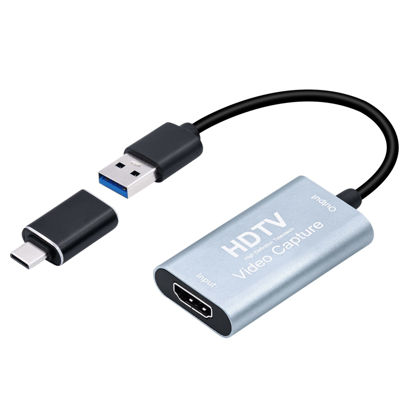 Picture of Mcbazel Video Capture Card, 4K HDMI to USB Capture Card with USB C Adapter, HD 1080p HDMI Video Capture Device for LiveBroadcasting/Editing Video/Games/Streaming/Online Teaching