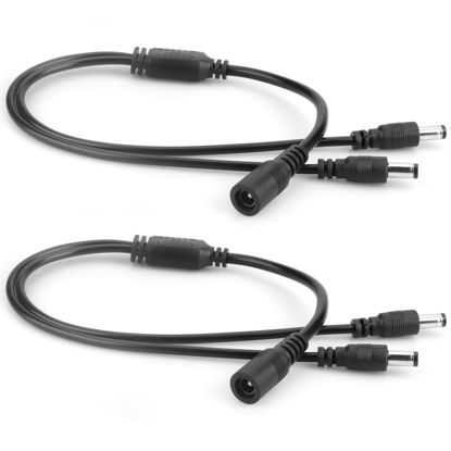 Picture of VWEICYY 2 PCS 1 to 2 Way DC Power Splitter, DC Splitter, 2.1 * 5.5MM Power Splitter for CCTV Security Camera LED Strips