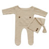 Picture of CUTEBBPHOTO Newborn Baby Photography Bodysuits with Long Tail Hat Boy Girl Photo Crochet Outfits Props (Beige)