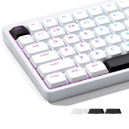 Picture of GMKWTL XVX Low Profile White Keycaps, Shine Through Keycaps, Double Shot PBT Keycaps, Bow Keycaps Compatiability for 60% 75% 80% 85% 100% MX Switches Mechanical Keyboard- Only Keycaps