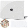 Picture of G JGOO Compatible with MacBook Air 13 inch Case 2025 2024 2023 2022 Release M3 A3113 M2 A2681, Clear Glitter Plastic Hard Shell for MacBook Air 13.6 inch Case + Keyboard Cover+ 50 Pcs Laptop Sticker
