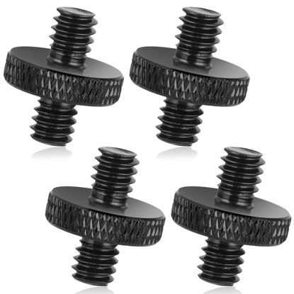 Picture of 1/4" Male to 1/4" Male Tripod Screw, 4 PCS Standard Camera Cage Mount Threaded Light Stand Screw, Double Head Converter Precision Made for Shoulder Rig Stud Mounting Accessories