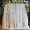 Picture of 10x10ft White Tulle Backdrop Curtain with Lights String for Parites, Sheer Backdrop Curtains for Wedding Baby Shower Birthday Party Photo Shoot Decorations