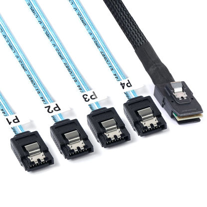 Picture of ADCAUDX 2Pack Mini SAS to SATA Cable: 1M SFF-8087 to SATA Mini SAS Breakout Cable SFF8087 SATA Mini-SAS to SATA Breakout Cable (3.3FT)