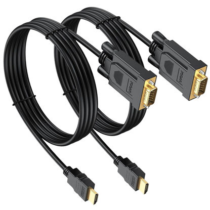 Picture of UVOOI HDMI to VGA Cable 6 Feet 2-Pack, Computer HDMI to VGA Monitor Cord Male to Male for Computer, Switch, Player Game, and Other HDMI Devices