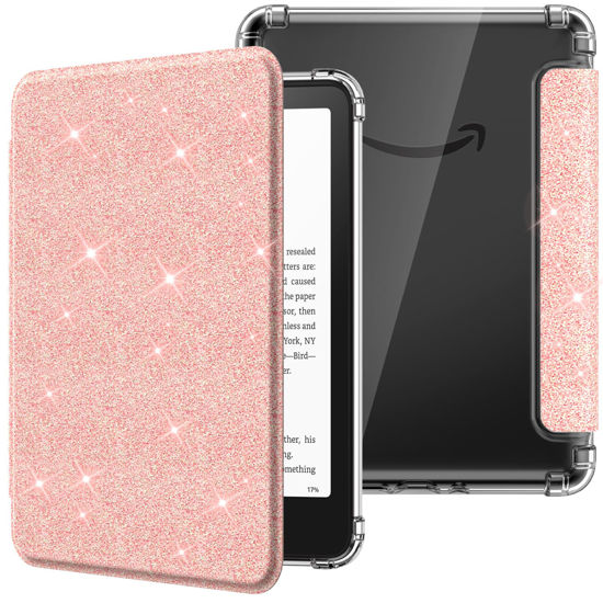Picture of MoKo Case for All-new 7"Kindle Paperwhite 12th Gen 2024&Kindle Colorsoft Signature Edition 2024,Ultra Clear Soft Flexible Transparent TPU Back Cover Light Shell with Auto Wake/Sleep,Glitter Light Pink
