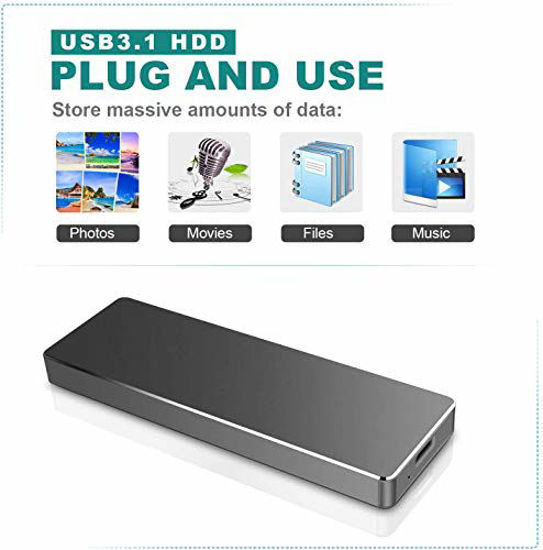 Picture of External Hard Drive USB3.1 Type C Hard Drive - Portable 1TB 2TB Hard Drive External Strong Storage HDD for PC, Mac, Desktop, Laptop, Xbox one (2TB-Black)