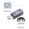 Picture of USB 2.0 B Type Connector Adapter, USB A Male to USB B (MIDI) Female Power and Data Extension Adapter, Aluminum Alloy Housing, for Electronic Piano, Printer, Scanner etc, 2Pcs
