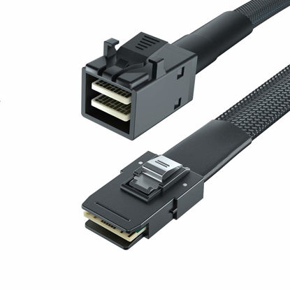 Picture of H!Fiber.com 12G Internal Mini SAS HD SFF-8643 to SFF-8087 Cable, 0.3m Internal Mini SAS to Mini SAS Cable, 36 Pin, with Sideband, 100 Ohm, Flexible, Support RAID, PCIE Controller, 0.3-Meter(0.98ft)