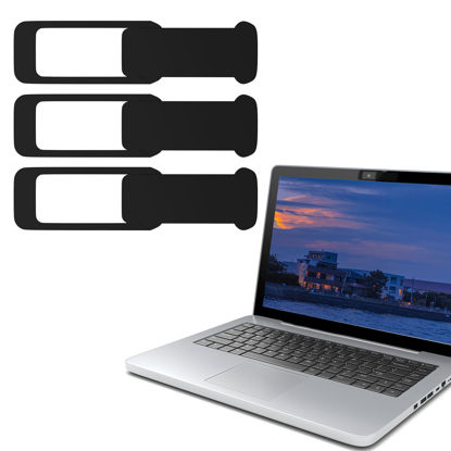 Picture of Foyods 3PCS Computer Camera Cover Slide, Black Laptop Camera Cover Slide & Protective Cover for Laptop, Desktop, Tablets, PC, Webcam Cover Slide to Protect Privacy Security (1.5X0.6inch)