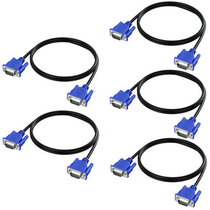 Picture of VGA Cable 5-Pack, 3 Feet VGA to VGA Monitor Cable 1080P Full HD 15pin Male to Male Video Cord for Computer PC Monitor Laptops TV Projectors and More
