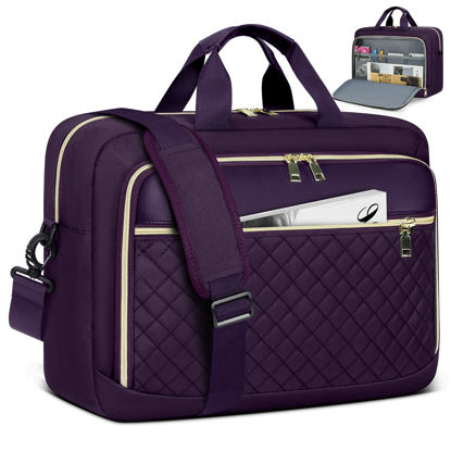 Picture of NEWHEY Laptop Bag 17.3 Inch Laptop Briefcase for Women Men Waterproof Shoulder Messenger Bag Large Computer Bag for Business Office Work College, Purple
