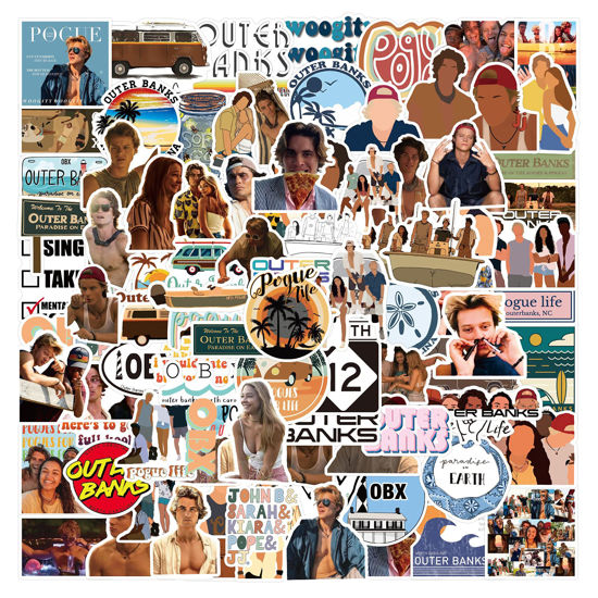 Picture of Outer Ban_ks Vinyl Stickers 101 Pcs Party Supplies Vinyl Waterproof Sticker Aesthetic Stickers Mobile Phone Stickers for Phone Case Laptop Water Decoration(Outer Ban_ks Tv)