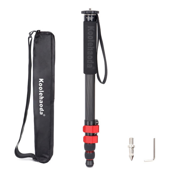 Picture of Koolehaoda Monopod for Camera Carbon Fiber Photography Monopod Unipod Stick 65" Lightweight & Compact Travel Monopod for DSLR Canon Nikon Sony Video Camcorder, Easy to Carry (MP-285EC)