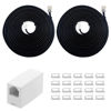 Picture of SINCODA 2 Pack Telephone Extension Cord 8 Feet,with Standard RJ12 Plug and RJ12 6P6C 1 in-Line Couplers and 20 Cable Clip Holders for Easy Wiring Management