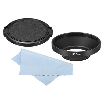 Picture of PATIKIL 40.5mm Lens Hood, Wide Angle Matte Surface Anti-Reflective Inside Hood with Cap and Cleaning Cloth for Camera Lens, Black for Nikon, for Fujifilm, for Pentax, for Leica