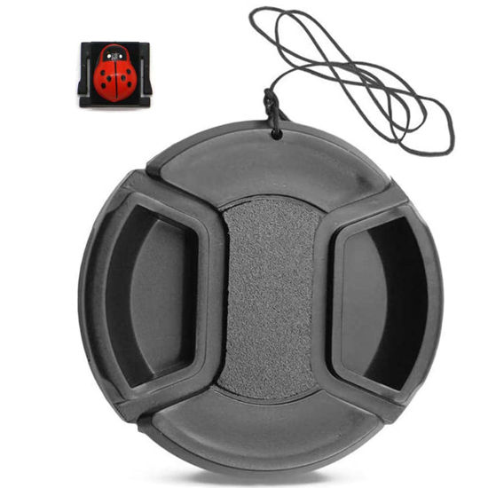 Picture of 37mm Camera Lens Cap, PCTC Camera Lens CoverSnap-On Center Pinch Front Lens Cover with Strap Compatible with Nikon, Canon, Sony & Other DSLR Cameras