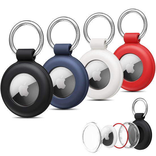 Picture of Airtags 4 Pack Holder Case, Waterproof Airtag Holder with Keychain, Silicone Airtag Case for Apple Air Tags, Anti-Lost Air Tags Accessories for Dog, Cat, Luggage, Wallet, Backpacks, Kids