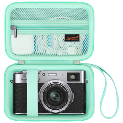 Picture of Canboc Carrying Case for Fujifilm X100V/ X100VI/ X100F/ X100S Digital Camera, Zipper Mesh Pocket fit USB Cable, Green (Case Only)