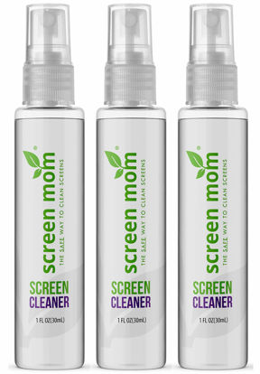 Picture of Screen Cleaner Spray and Microfiber Cloths 3-Pack (3x1oz) by Screen Mom-Screen Cleaner Spray and Wipe for TV, Computer, Phone, iPad, Car Screen Cleaning Kit Electronic Cleaner Spray