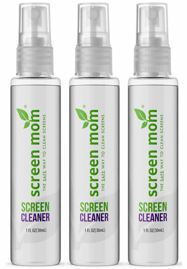 Picture of Screen Cleaner Spray and Microfiber Cloths 3-Pack (3x1oz) by Screen Mom-Screen Cleaner Spray and Wipe for TV, Computer, Phone, iPad, Car Screen Cleaning Kit Electronic Cleaner Spray