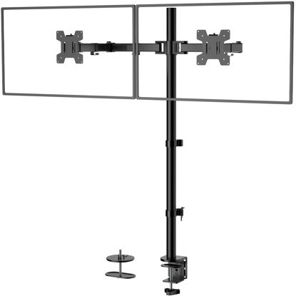 Picture of WALI Extra Tall Dual LCD Monitor Fully Adjustable Desk Mount Fits 2 Screens up to 27 inch, 22 lbs. Weight Capacity per Arm (M002XL), Black