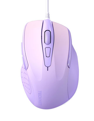 Picture of TECKNET USB Wired Mouse, 6-Button Corded Mouse with 4 Adjustable DPI, Optical Computer Mouse with Ergonomic Design and 5FT Cord for Laptop, Chromebook, PC, Desktop, Mac, Notebook-Gradient Lavender