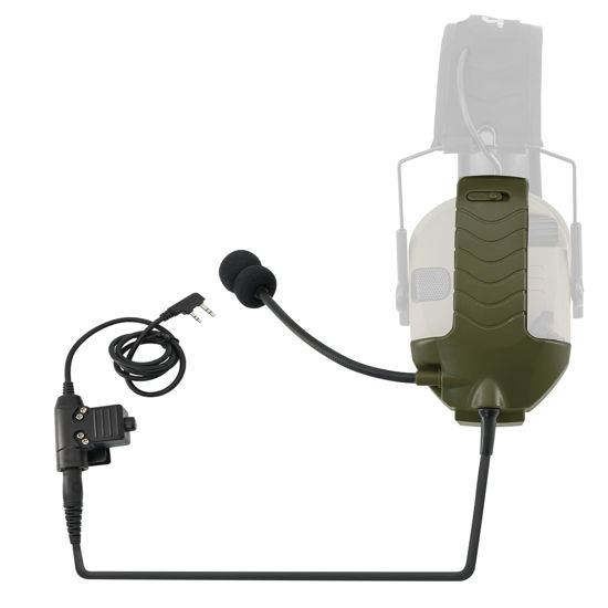 Picture of TSVISIONCORE Microphone & PTT for Walker's Razor Noise Cancelling Headphone Airsoft (Army Green)