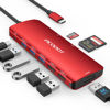 Picture of USB C Hub, Acodot 9 in 1 USB C to 4K@60HZ HDMI Multiport Adapter, 3 USB 3.0 Ports, SD/TF Card Reader, 100W PD, USB C Hub Multiport Adapter Desigend for MacBook Pro Air HP XPS etc, Red