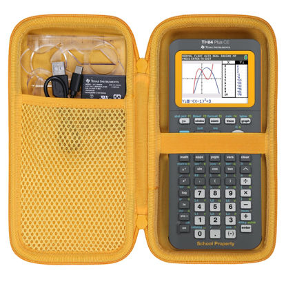 Picture of co2CREA Hard Case Compatible with Texas Instruments TI-84 Plus CE/TI-84 Plus/TI-Nspire CX II CAS/TI-Nspire CX II/TI-83 Plus/TI-89 Titanium/TI-86 Color Graphing Calculator, Gray + Orange