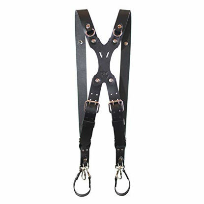 Picture of Rebel Dual Handmade Leather Camera Harness, Sling & Strap RL Handcrafts. DLSR, Mirrorless, Point & Shoot Made in The USA (X-Large, Black)