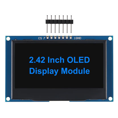 Picture of DWEII 2.4" 2.42 inch 128x64 OLED LCD Display Module SSD1309 7 Pin SPI/IIC I2C Serial Interface for Arduino UNO R3 DIY Electronic - Blue Light